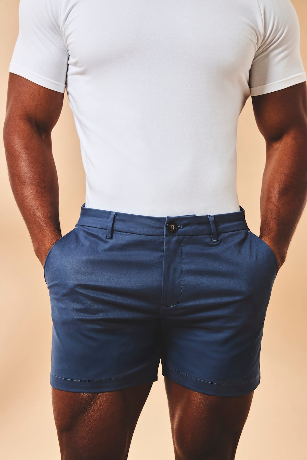 Muscle Fit Stretch Chino Shorts - Shorter Length in Airforce