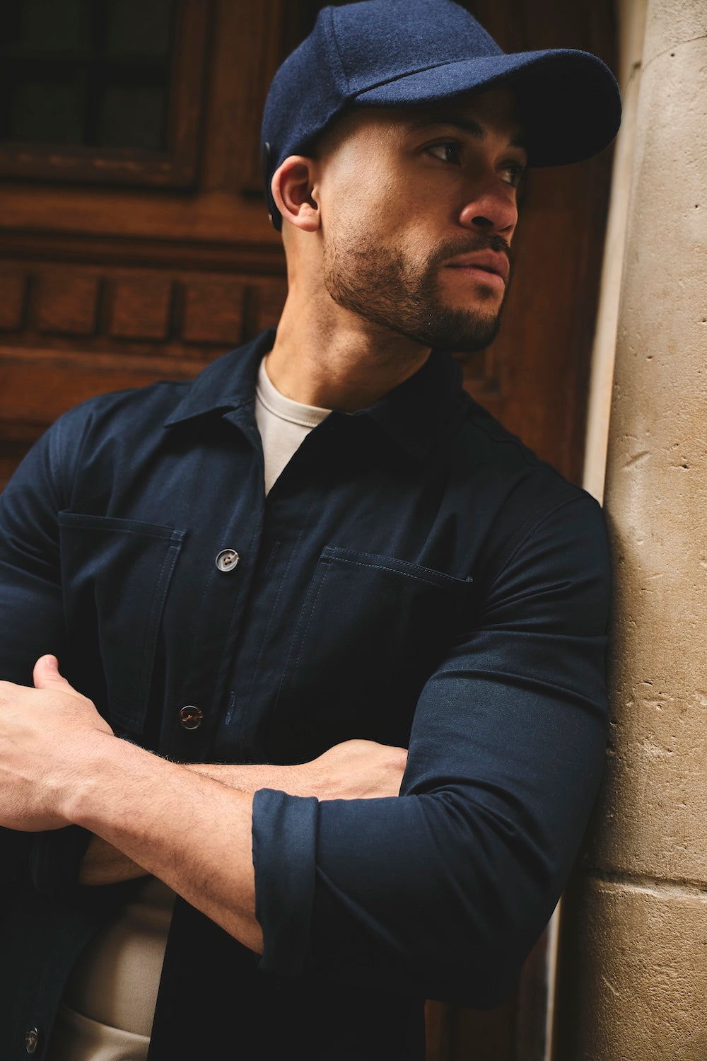 Cotton Rich Overshirt in Navy