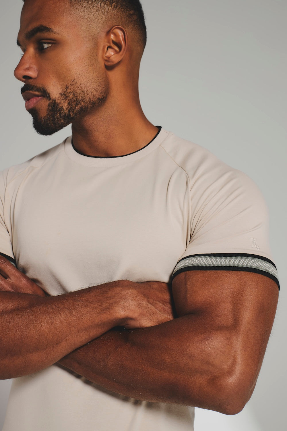 Tipped Fashion Fit T-Shirt in Stone and Mushroom