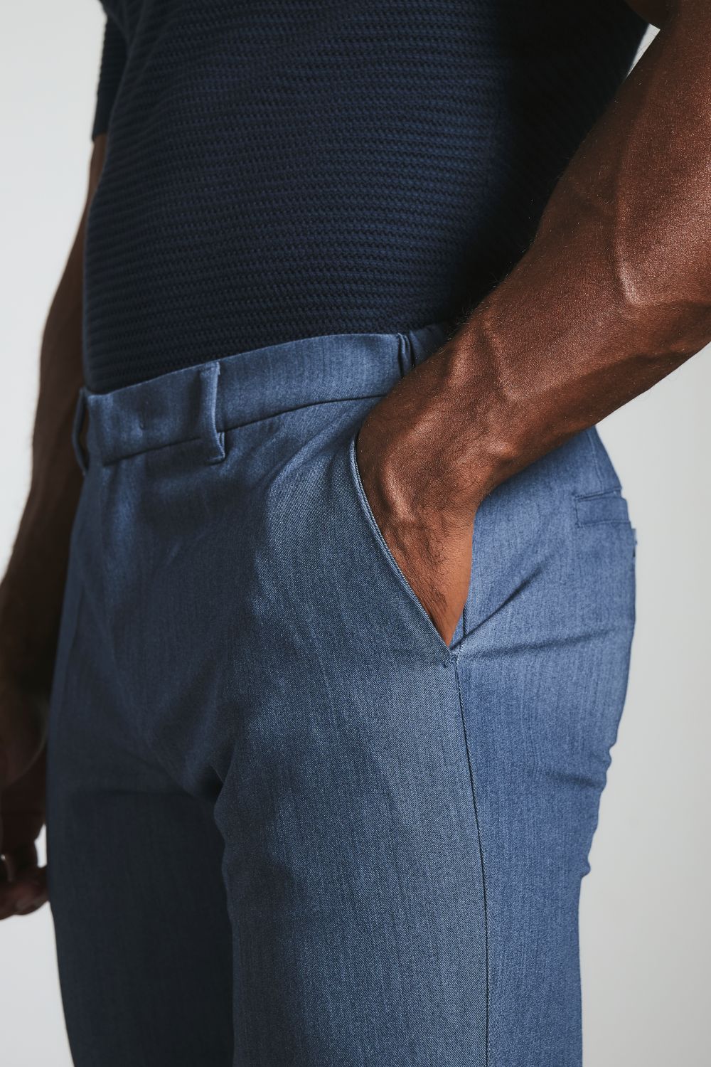 Muscle Fit Essential Trousers in Chambray
