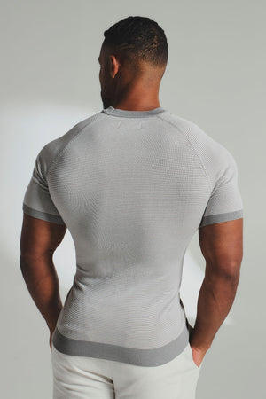 Stripe Knitted T-Shirt in Grey and Off-White