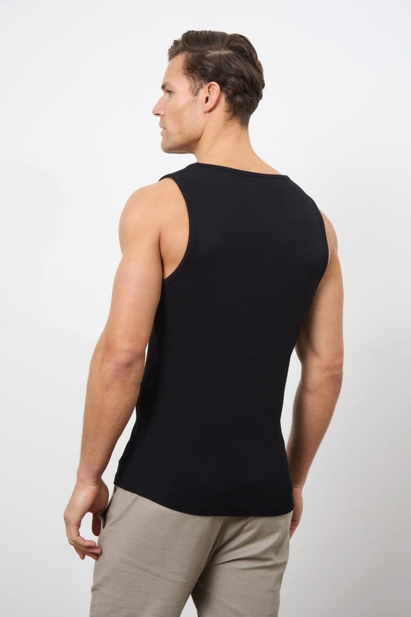 Ribbed Vest in Black - TAILORED ATHLETE - ROW