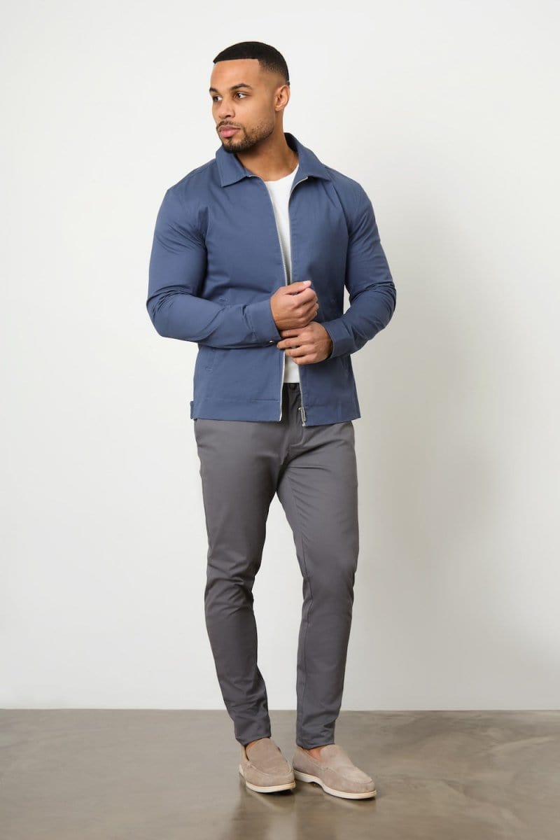 Cotton Blend Harrington in Airforce - TAILORED ATHLETE - ROW