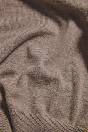 Pure Cotton Knitted Open Collar Polo Shirt in Neutral Marl