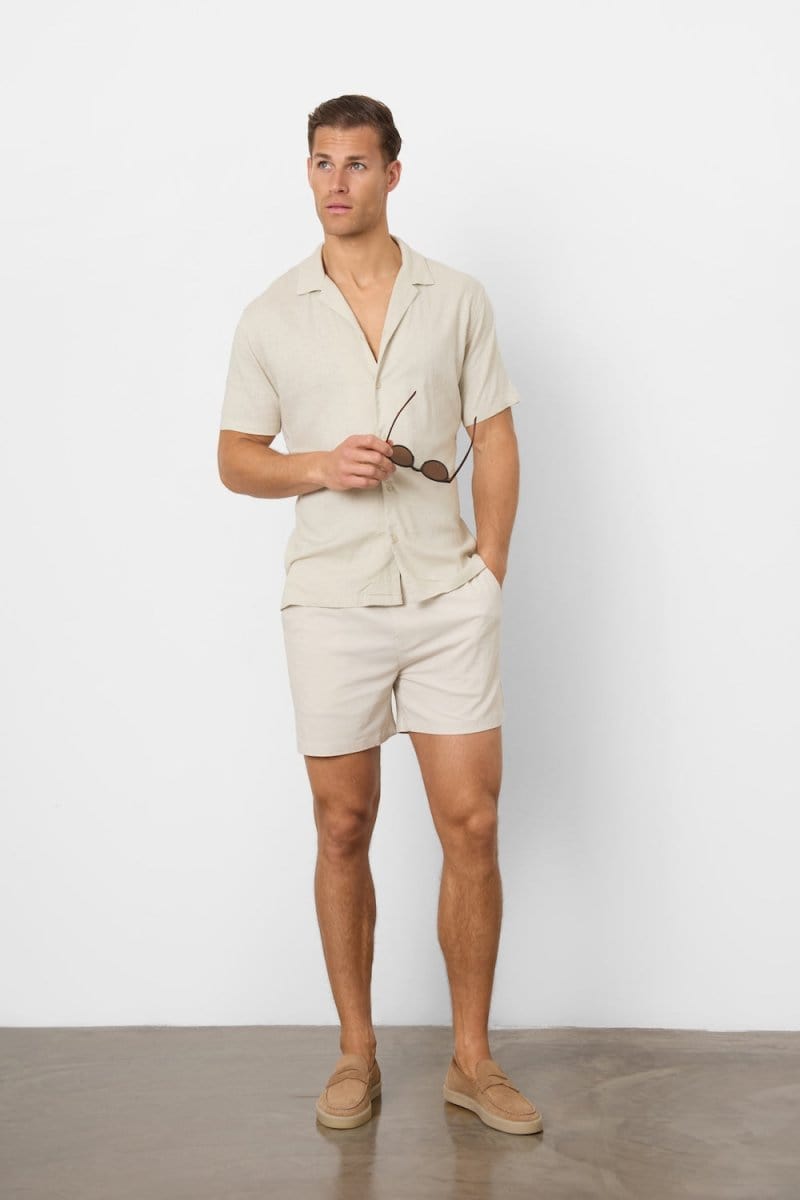 Linen Blend Shorts in Stone - TAILORED ATHLETE - ROW