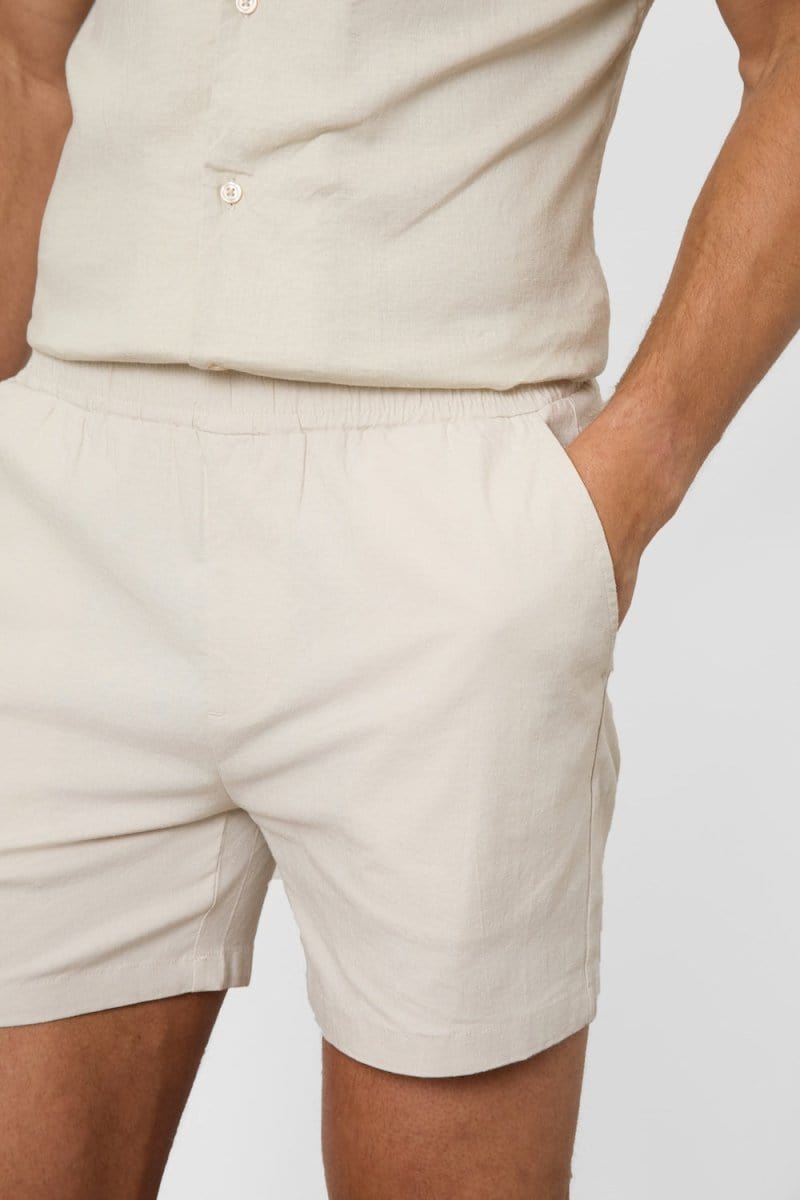 Linen Blend Shorts in Stone - TAILORED ATHLETE - ROW