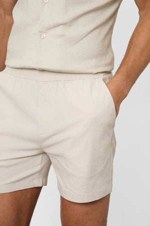 Linen Blend Shorts in Stone - TAILORED ATHLETE - ROW