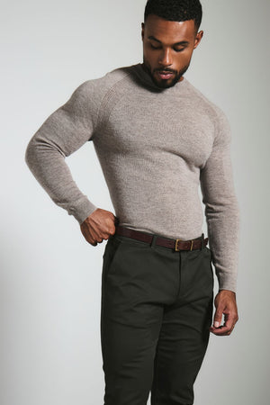 Muscle Fit Cotton Stretch Chino Trouser in Dark Khaki