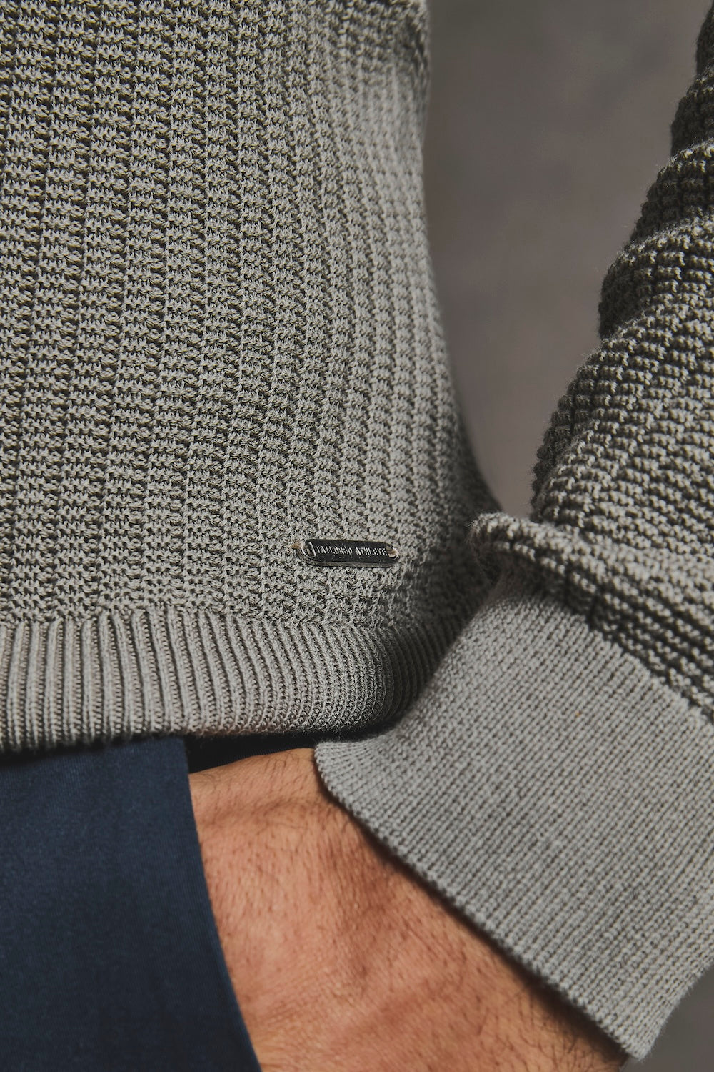 Cotton Textured Knitted Open Collar Polo Shirt in Mole