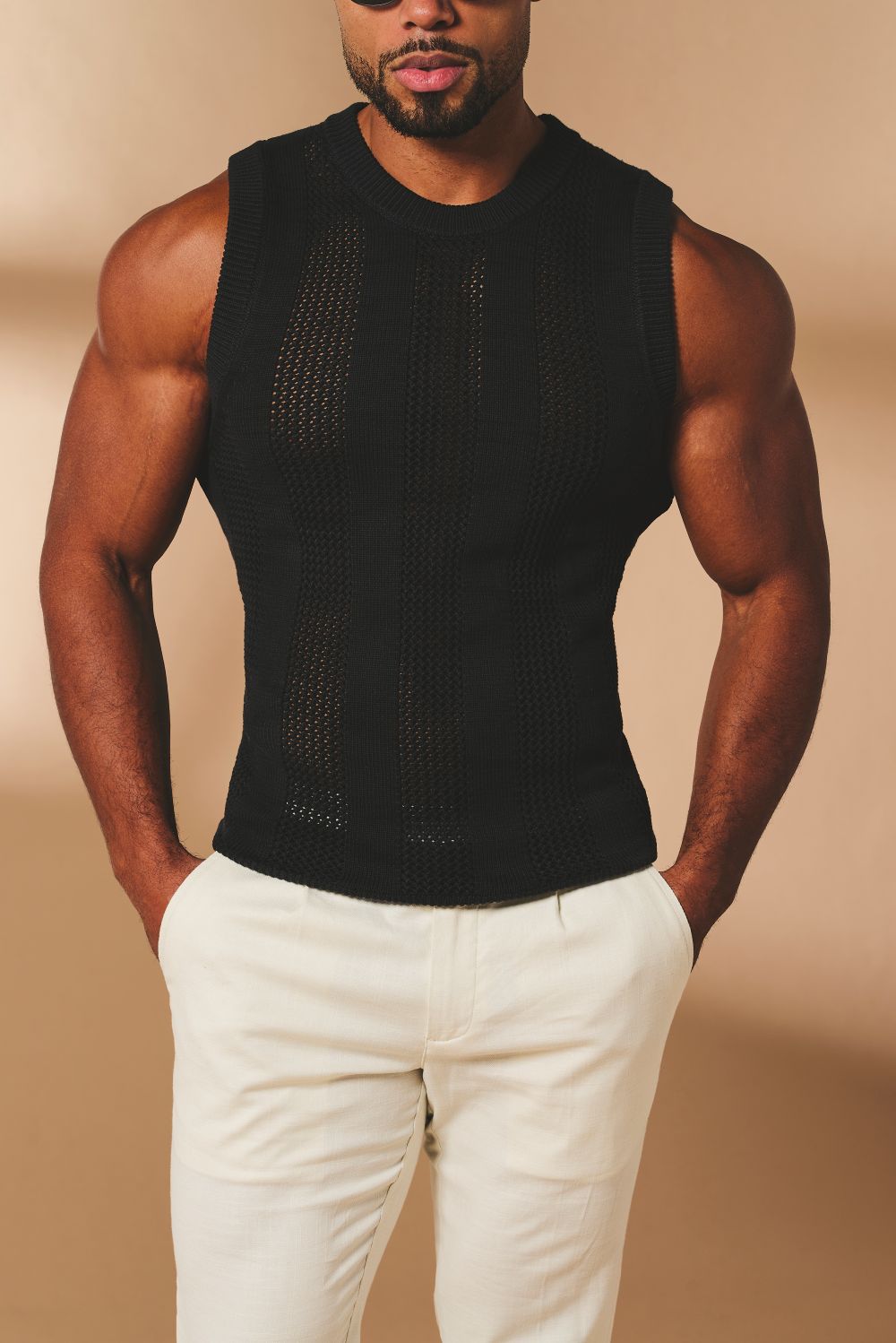 Crochet Knitted Vest in Black