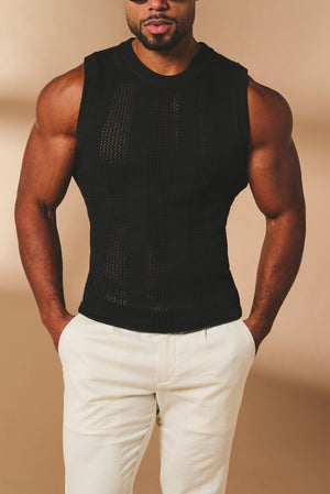 Crochet Knitted Vest in Black
