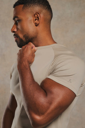 Mercerised Cotton T-Shirt in Stone