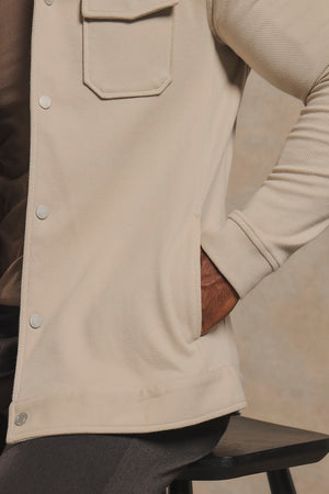 Twill Jersey Shacket in Stone