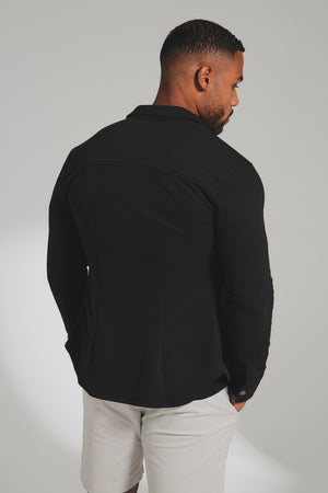 Twill Jersey Shacket in Black
