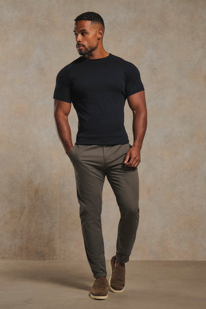 Mercerised Cotton T-Shirt in Black