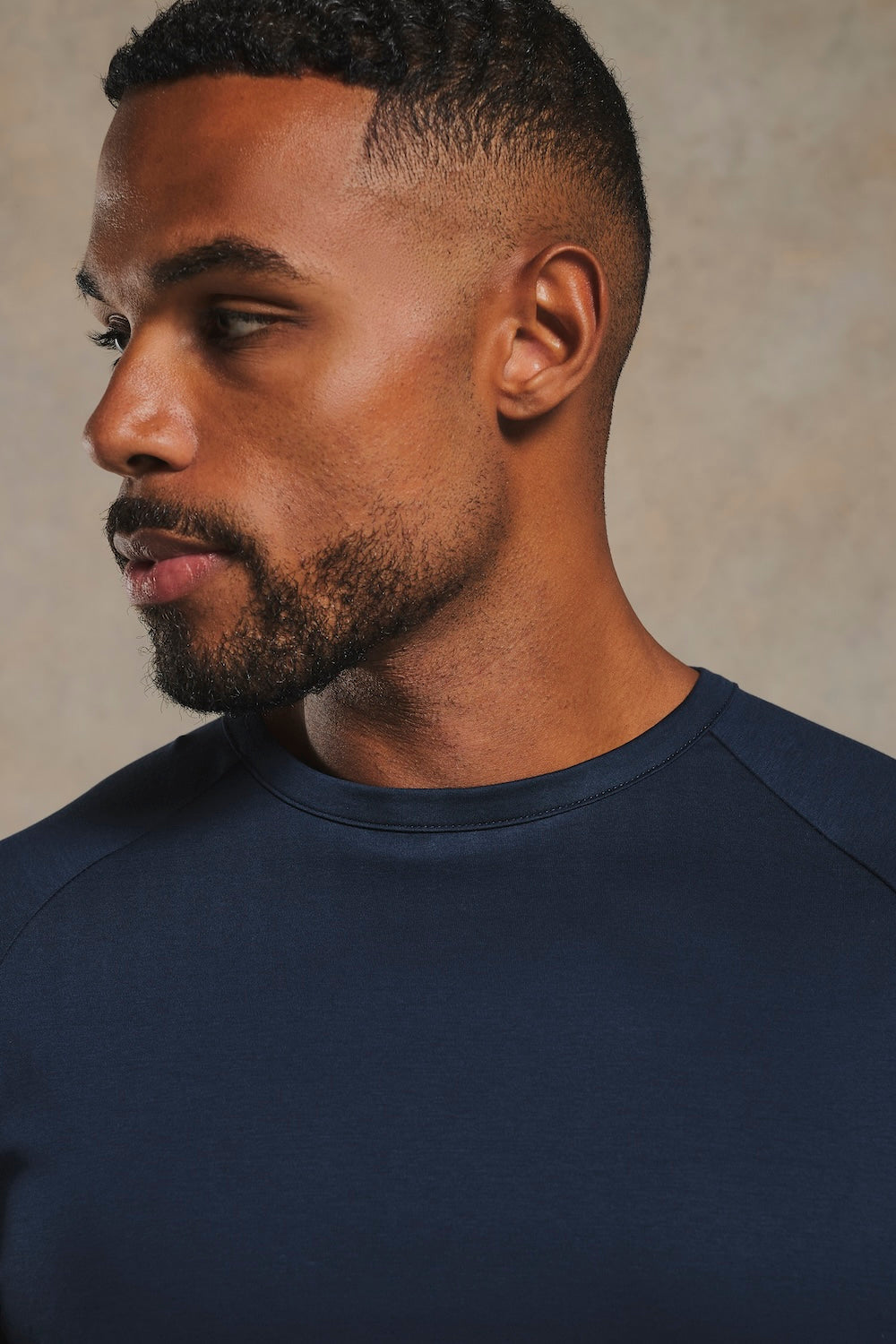 Mercerised Cotton T-Shirt in Navy