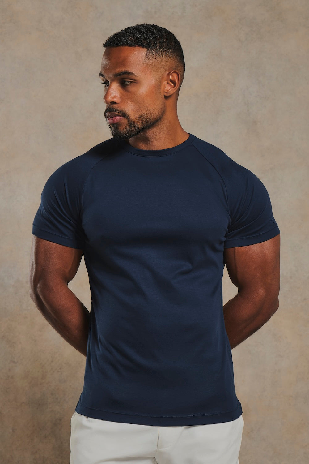 Mercerised Cotton T-Shirt in Navy