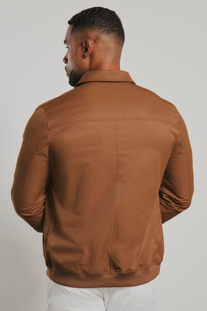 Shower Resistant Button Through Bomber Jacket in Chestnut