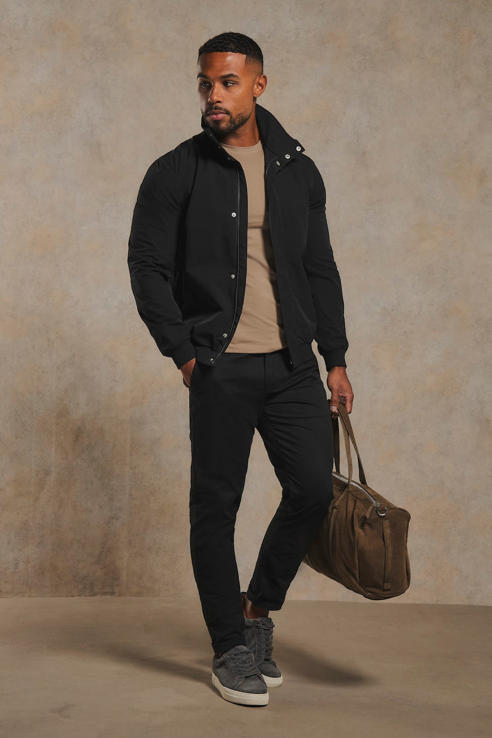 Shower Resistant Funnel Neck Jacket in Black