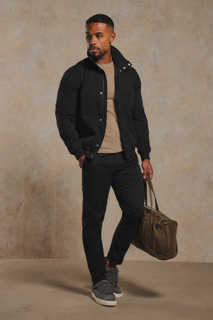 Shower Resistant Funnel Neck Jacket in Black