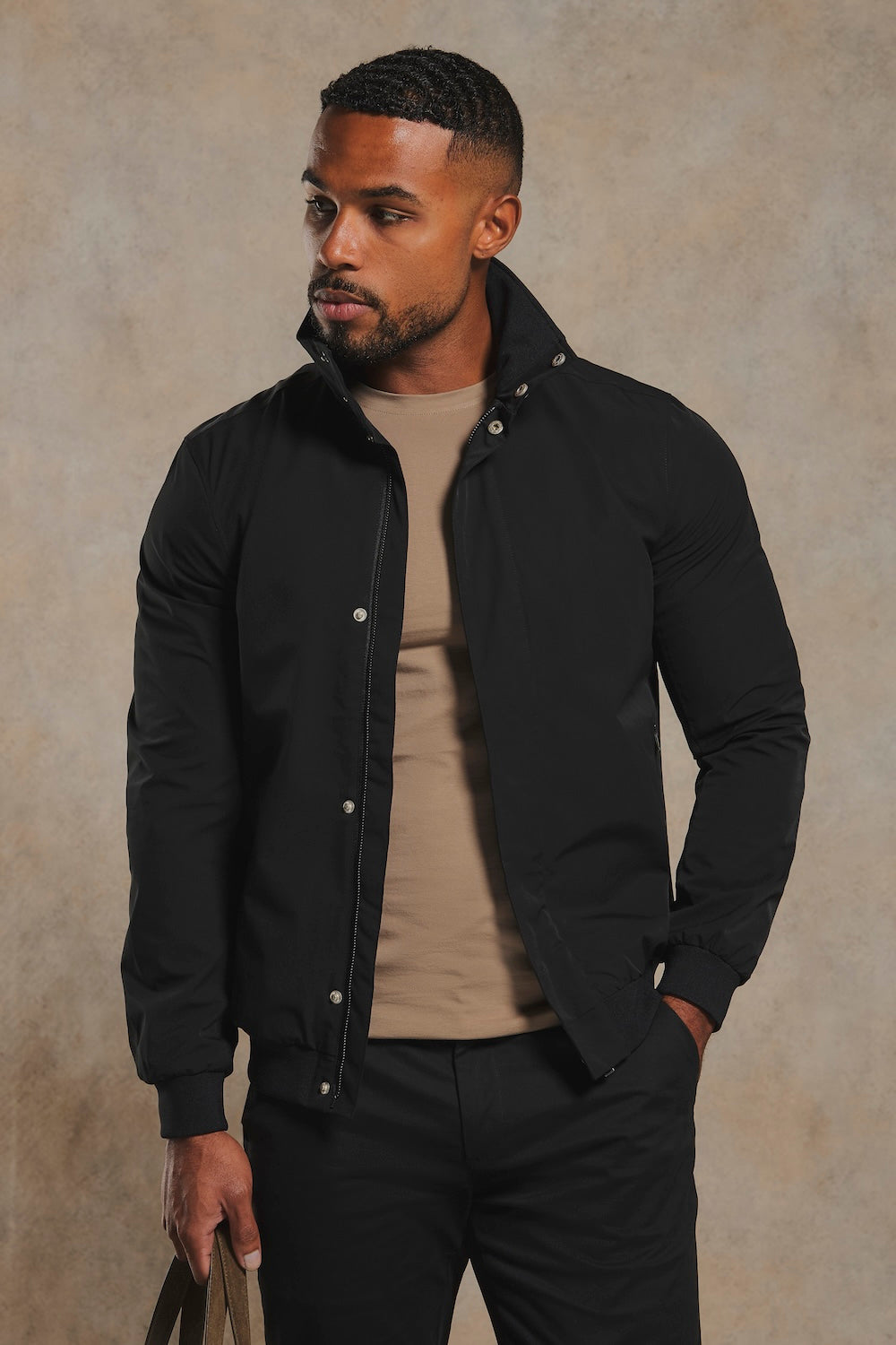 Shower Resistant Funnel Neck Jacket in Black