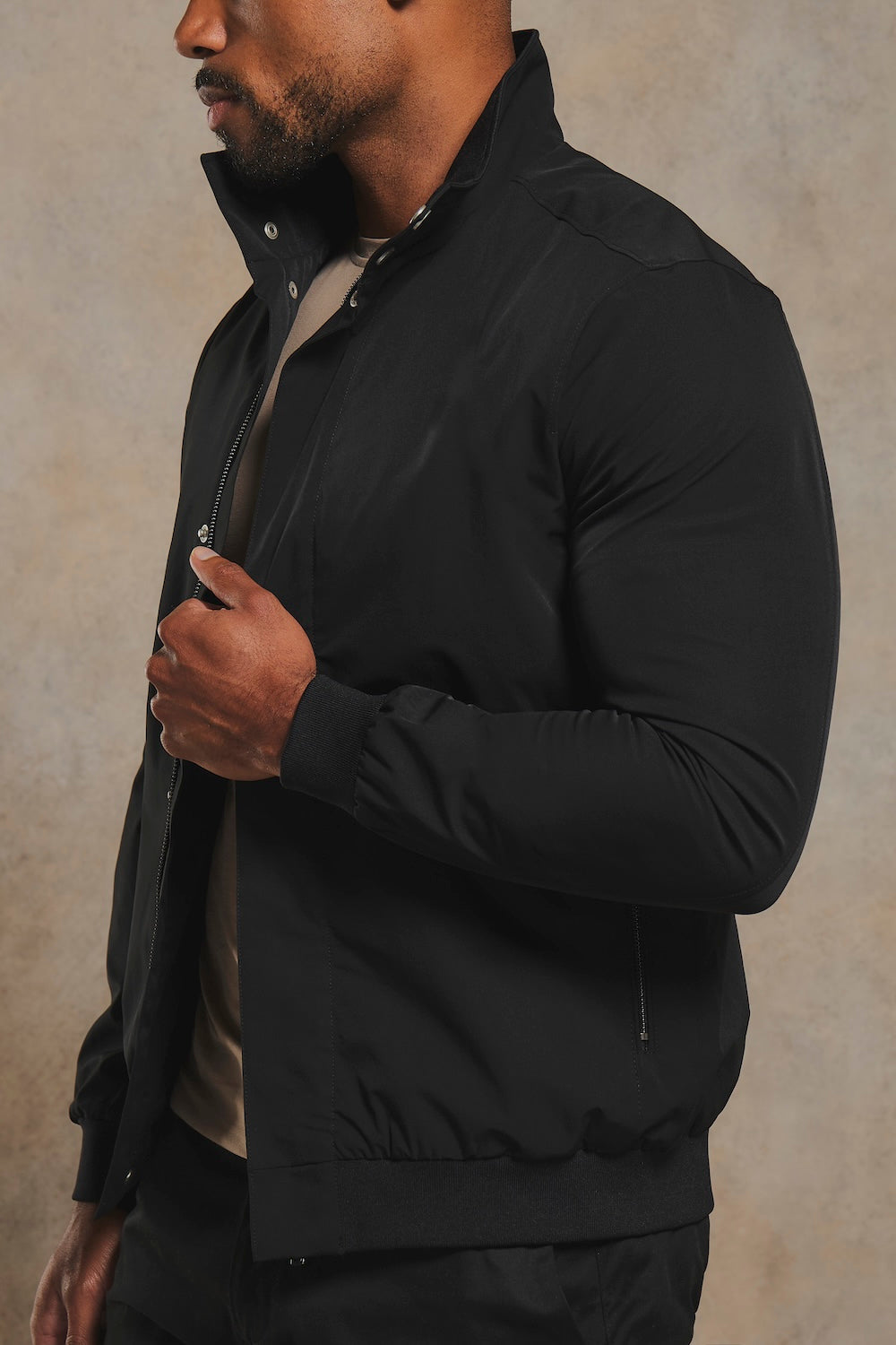 Shower Resistant Funnel Neck Jacket in Black