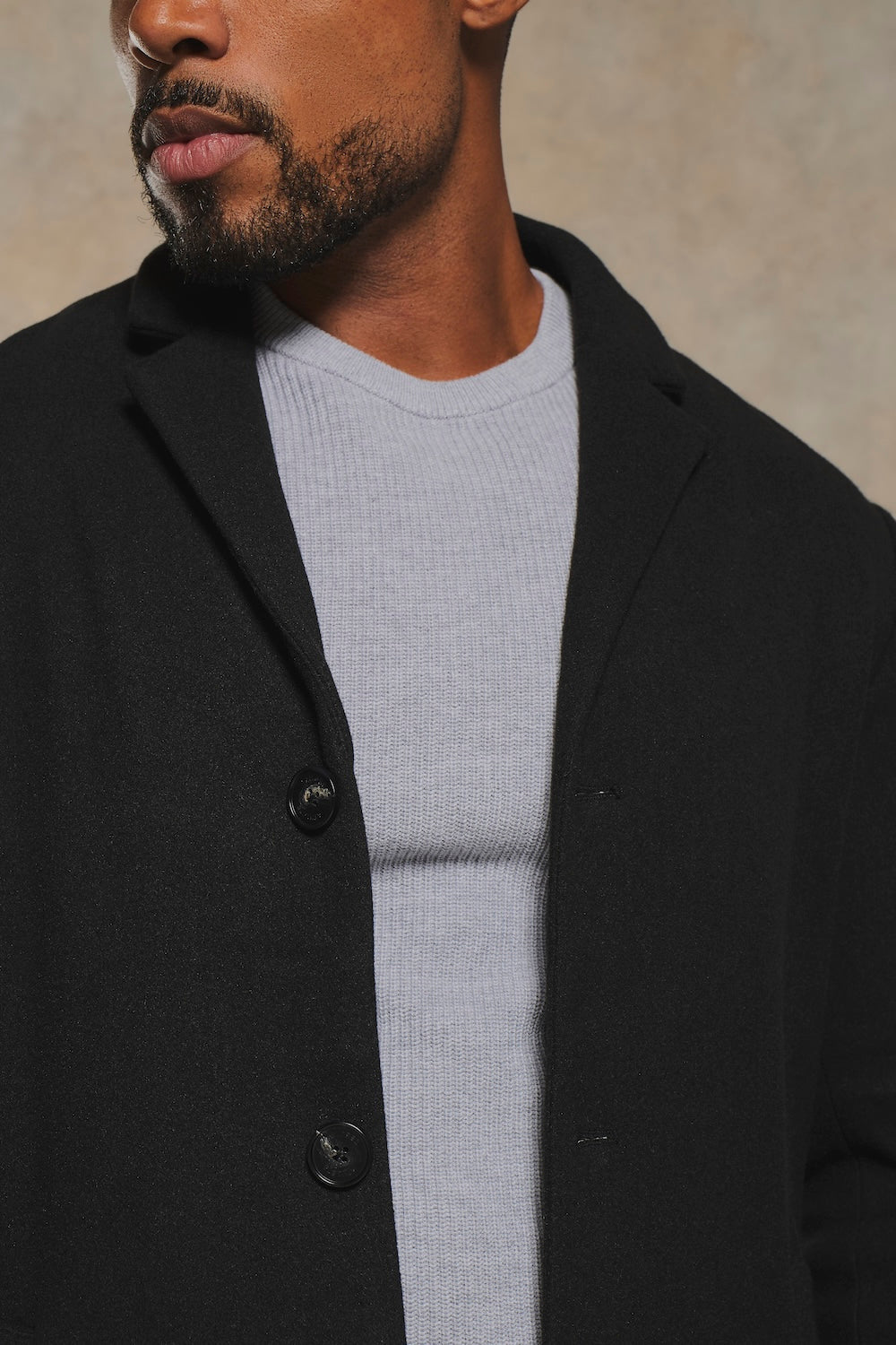 Single Breasted Overcoat in Black