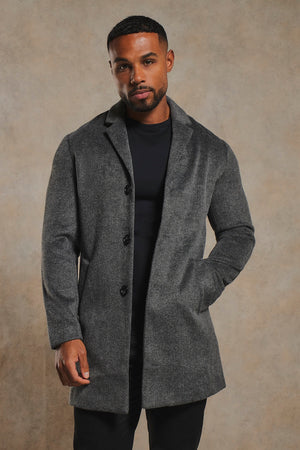 Single Breasted Overcoat in Grey