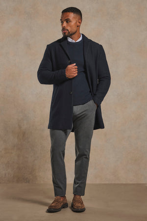 Single Breasted Overcoat in Navy