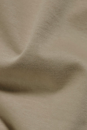 Mercerised Cotton Tipped Zip Neck Polo Shirt in Stone and White