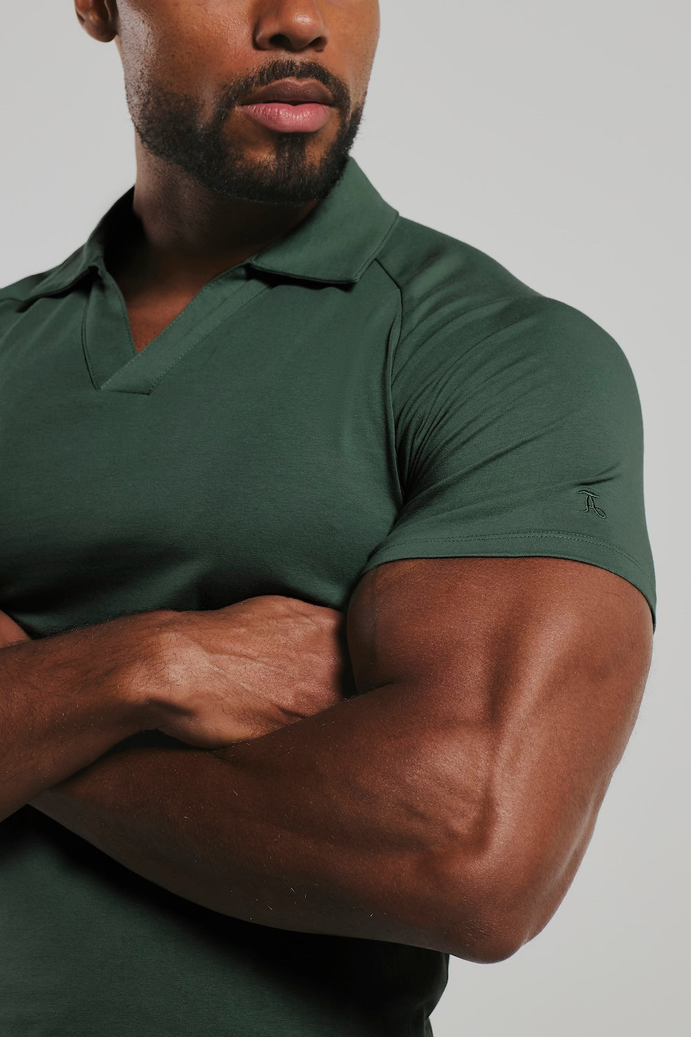 Essential Jersey Buttonless Polo Shirt in Kale