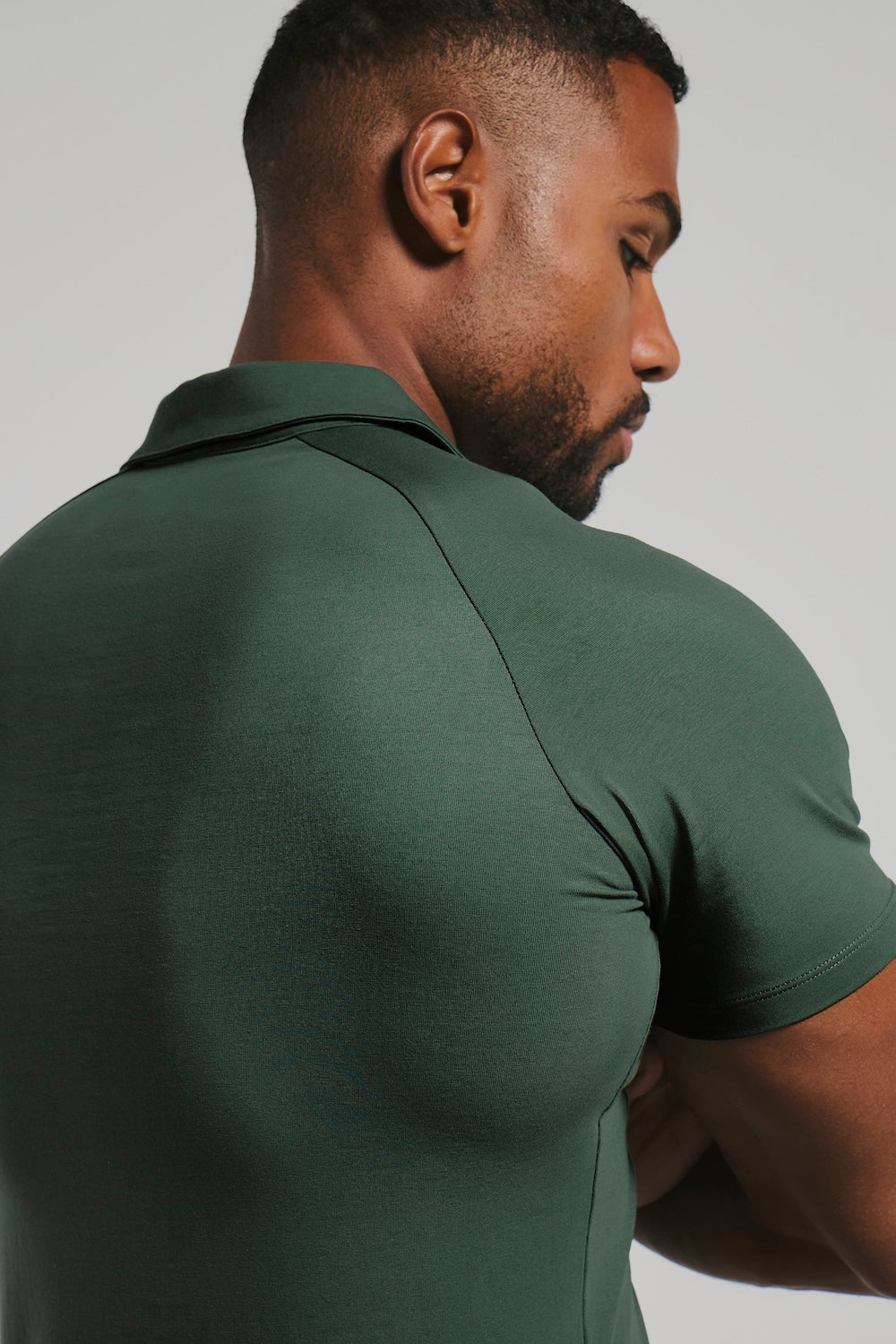 Essential Jersey Buttonless Polo Shirt in Kale