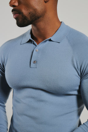 Knitted Polo Shirt in Airforce