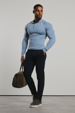 Knitted Polo Shirt in Airforce