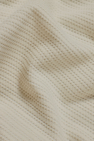 Textured Zip Neck Polo Shirt in Ecru