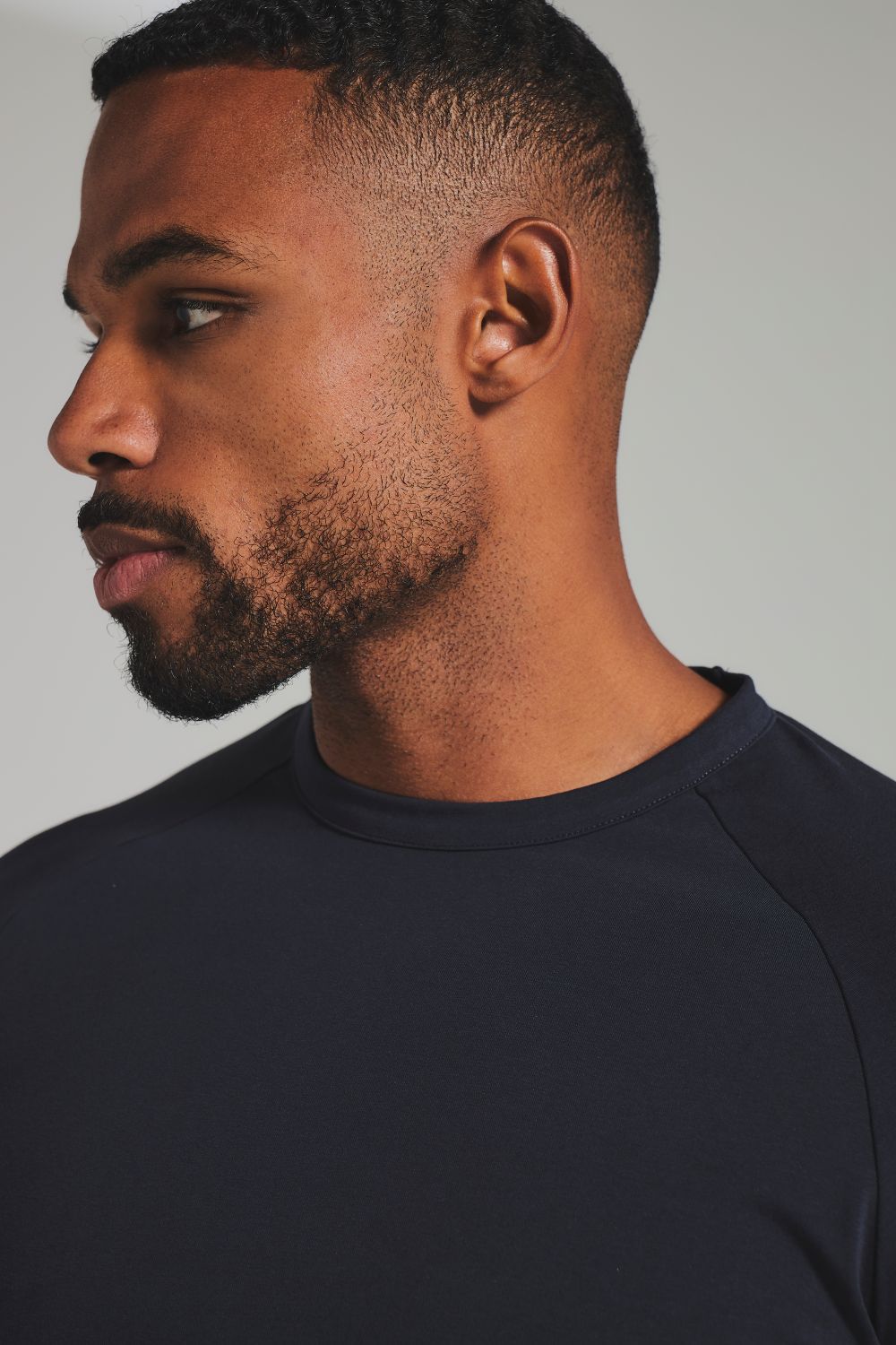 Tipped T-Shirt in Navy and Tan/WhIte