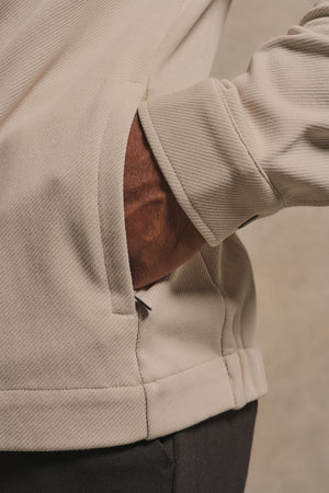 Twill Jersey Zip Through Shacket in Stone