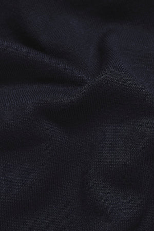 Open Collar Knitted Polo Shirt in Navy