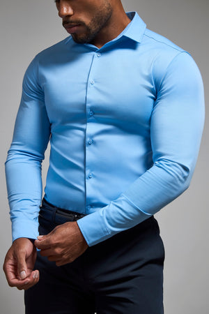 Muscle Fit Dress Shirt in Mid Blue