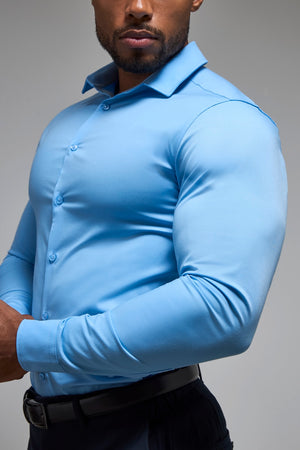 Muscle Fit Dress Shirt in Mid Blue