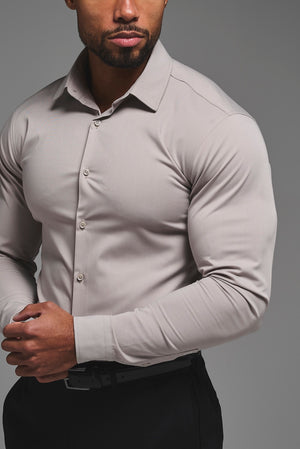Muscle Fit Dress Shirt in Stone