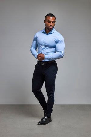 Muscle Fit Dress Shirt in Light Blue