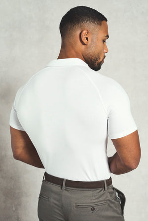 Essential Jersey Buttonless Polo Shirt in White