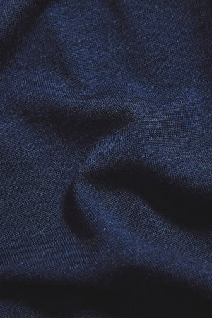 Extra Fine Merino Wool Open Collar Polo Shirt in Denim