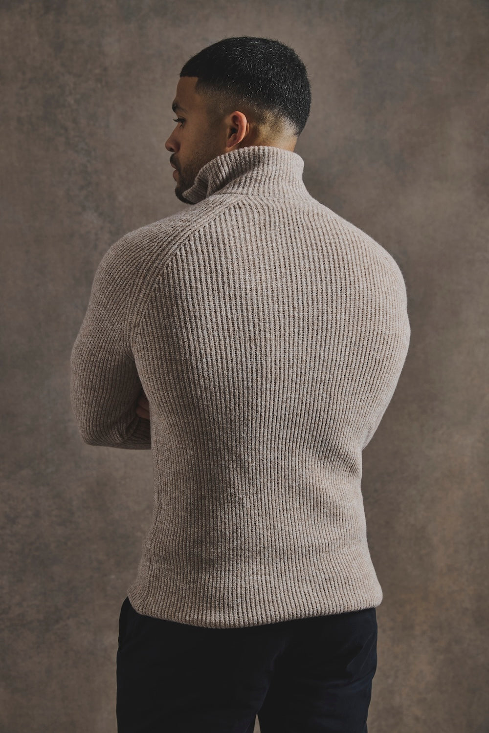 Fisherman Rib Half Zip in Neutral