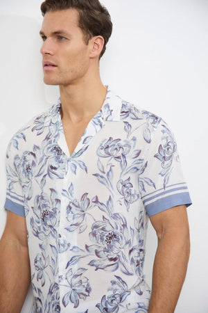 Printed Shirt in Blue Floral - TAILORED ATHLETE - ROW