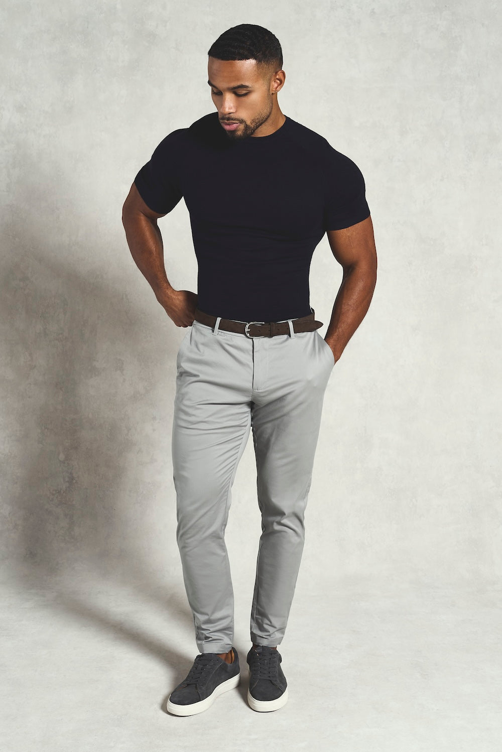 Fine Gauge Knitted T-Shirt in Inky Blue