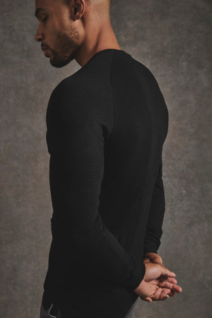 Heavy Weight Textured Crew Neck in Black