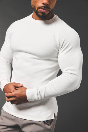 Heavy Weight Textured Crew Neck in White