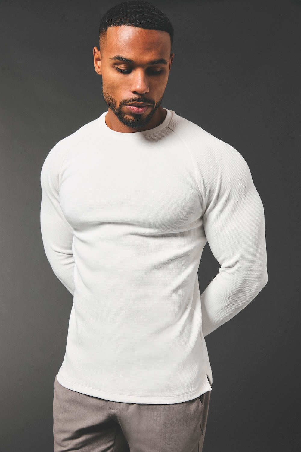 Heavy Weight Textured Crew Neck in White